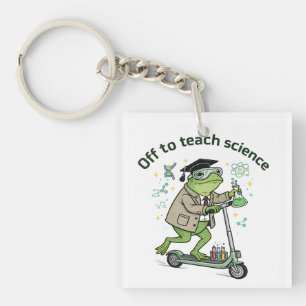 Cute Frog Teacher Science Humour Classroom Fun Quo Key Ring