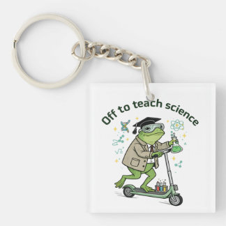 Cute Frog Teacher Science Humour Classroom Fun Quo Key Ring
