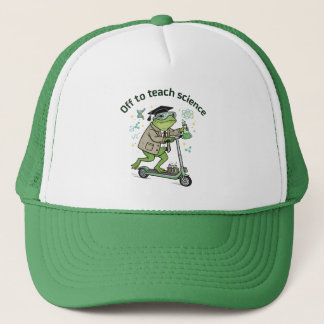 Cute Frog Teacher Science Humour Classroom Fun Quo Trucker Hat