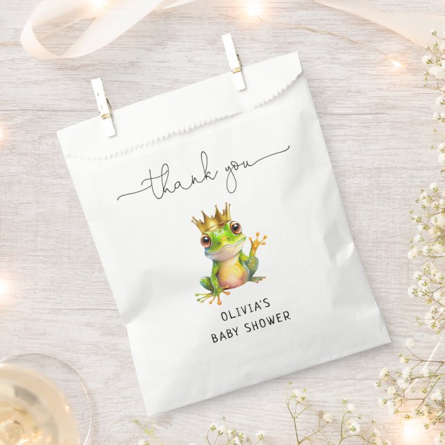 Cute Frog Theme Modern Baby Shower Thank You Favour Bag (Clipped)