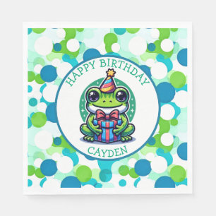 Cute Frog Themed Boy's Birthday Boy Napkin