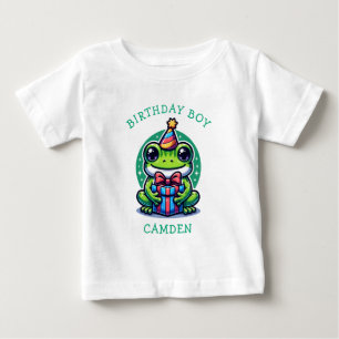Cute Frog Themed Boy's Birthday Boy Personalised Baby T-Shirt
