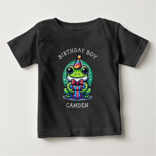 Cute Frog Themed Boy's Birthday Boy Personalised Baby T-Shirt