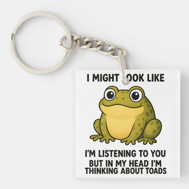 Cute Frog Toad ADHD Humor Meeting Survival Gift Key Ring (Front)