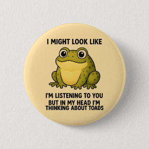 Cute Frog Toad ADHD Humour Meeting Survival Gift 6 Cm Round Badge