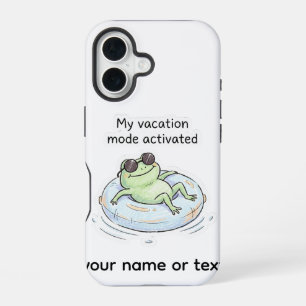 Cute Frog Vacation Mode Activated Funny Summer Tot iPhone 16 Case