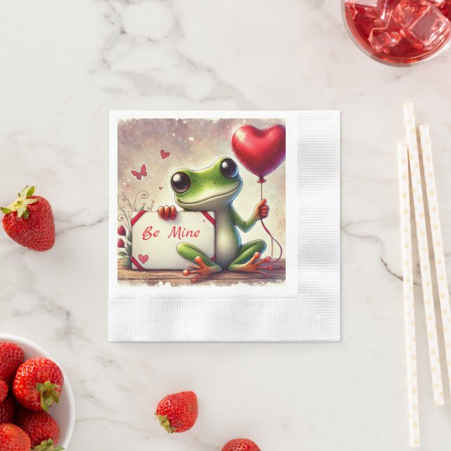 Cute Frog Valentine Napkin (Insitu)