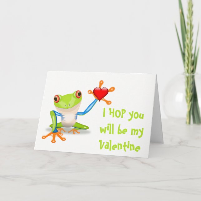 Cute Frog Valentine's Day Funny Pun Holiday Card (Front)