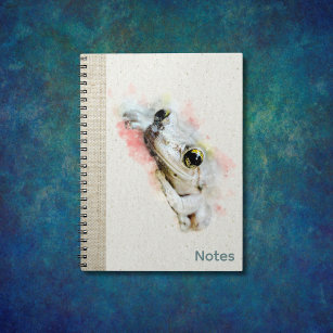 Cute Frog Watercolor Simple Spiral Notebook