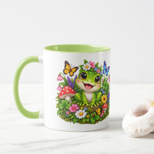 Cute Frog Wildflower Cottage Garden Whimsical Mug