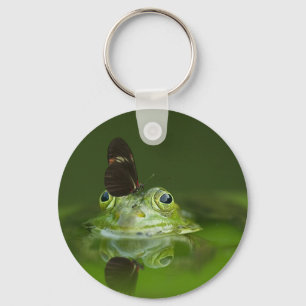 Cute frog with a Butterfly on his nose Key Ring