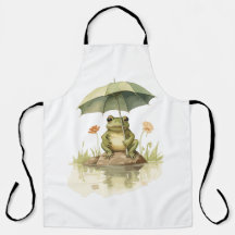Cute Frog with an Umbrella at the Lake