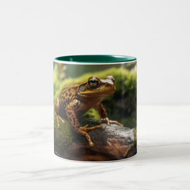 Cute Frog  with Cartoon Frog Design for Frog Lover Two-Tone Coffee Mug (Center)