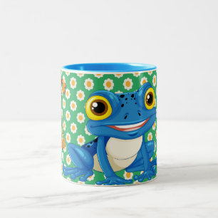 Cute Frog with Cartoon Frog Design for Frog Lover Two-Tone Coffee Mug