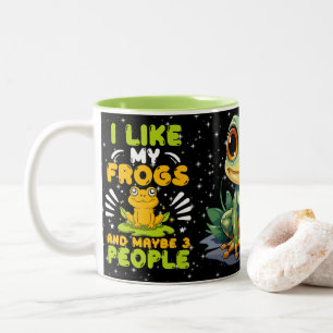 Cute Frog with Cartoon Frog Design for Frog Lover Two-Tone Coffee Mug