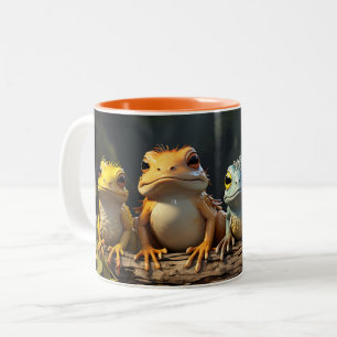 Cute Frog with Cartoon Frog Design for Frog Lover Two-Tone Coffee Mug
