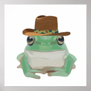 Cute Frog With Cowboy Hat Poster