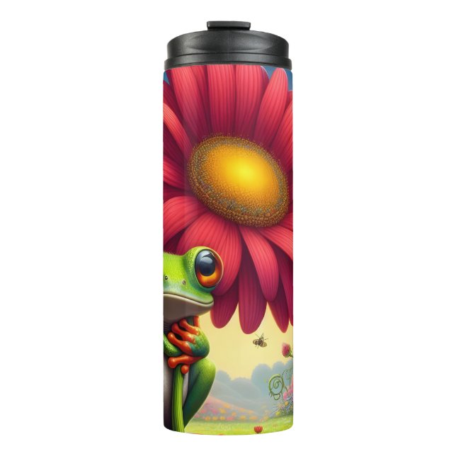 Cute Frog with Flower Thermal Tumbler (Front)