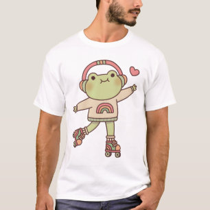 Cute Frog With Headphones And Roller Skates T-Shirt