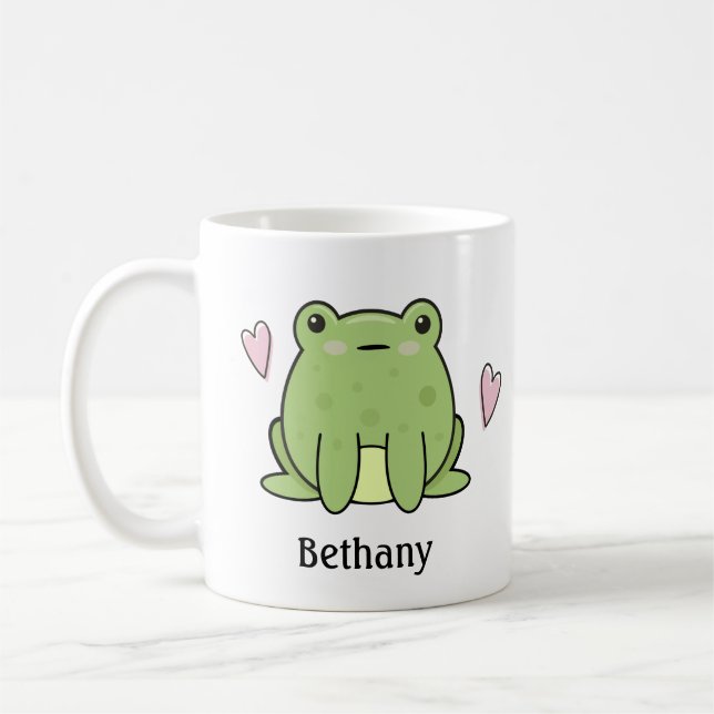 Cute Frog With Heart Pesonalized  Coffee Mug (Left)
