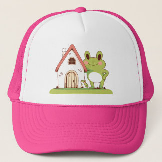 cute frog with little house cap