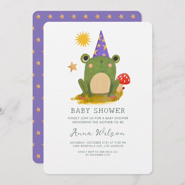 Cute Frog Wizard  Cute Baby Shower  Invitation (Creator Uploaded)
