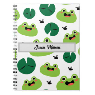 Cute frogs and bees personalised with child's name notebook