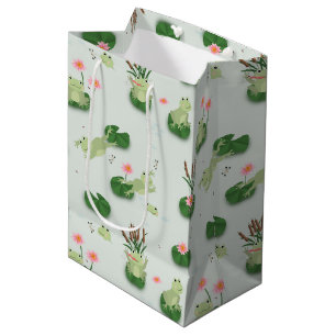 Cute Frogs in Lily Pond Medium Gift Bag
