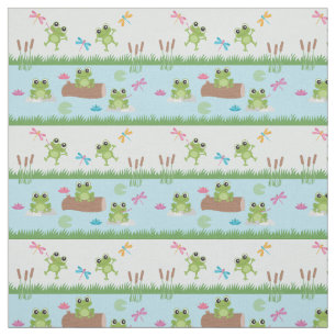 Cute Frogs in Pond Fabric