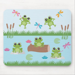 Cute Frogs in Pond Mouse Pad