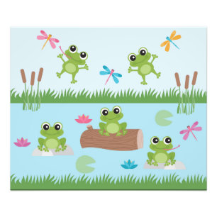 Cute Frogs in Pond Photo Print