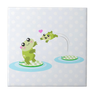 Happy Kawaii Frog on a Lily Pad Sticker
