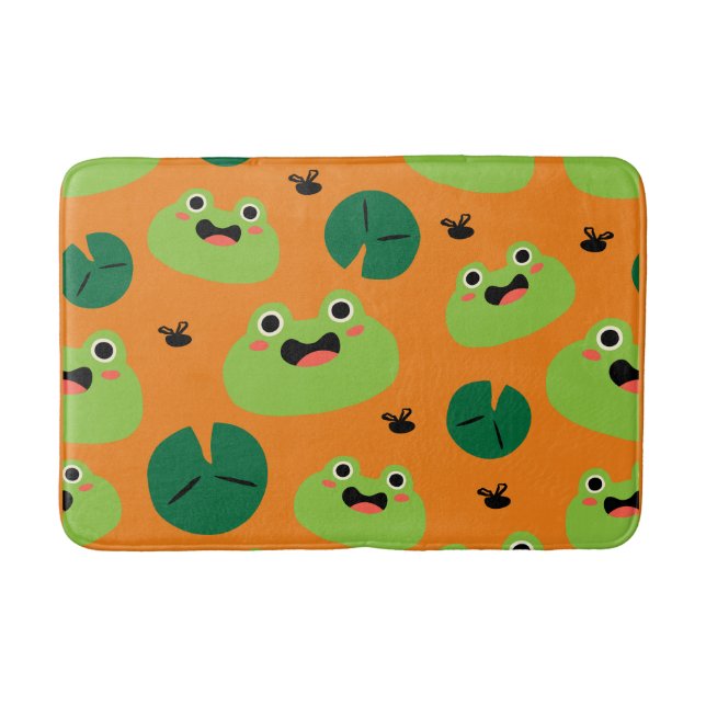 Cute Frogs & Lily Pads bath mat (Front)
