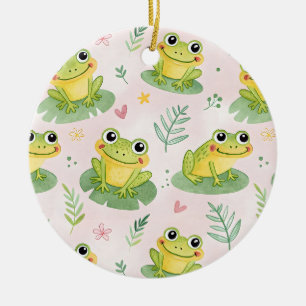 Cute frogs Pattern Ceramic Ornament