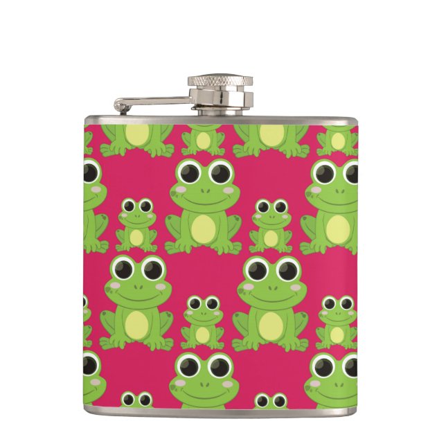 Cute frogs pattern hip flask (Front)