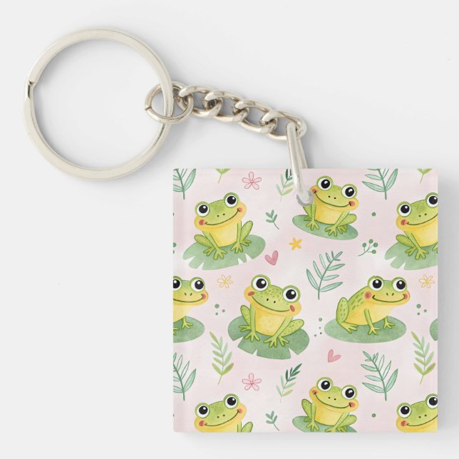 Cute frogs Pattern Key Ring (Front)