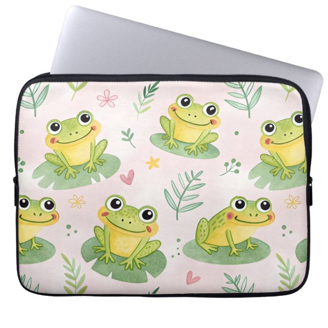 Cute frogs Pattern Laptop Sleeve (Front)