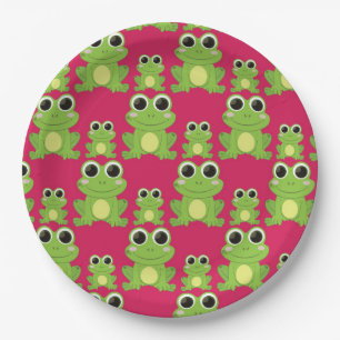 Cute frogs pattern paper plate