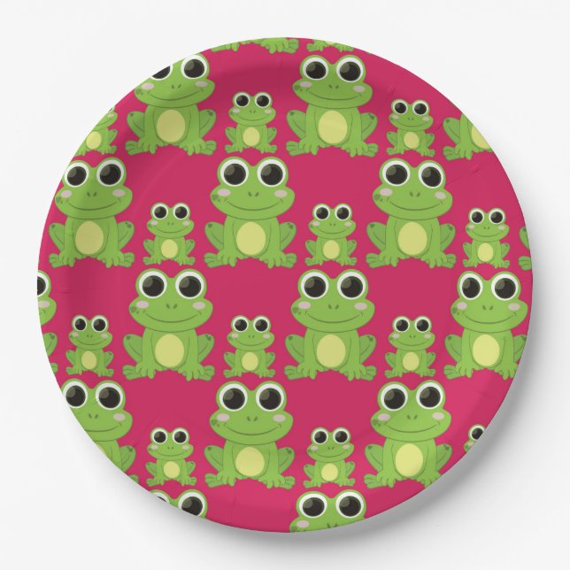 Cute frogs pattern paper plate (Front)