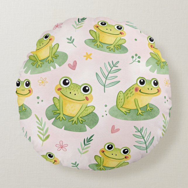 Cute frogs Pattern Round Cushion (Front)