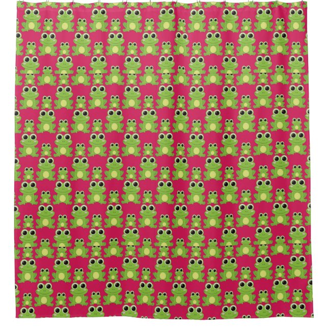 Cute frogs pattern shower curtain (Front)