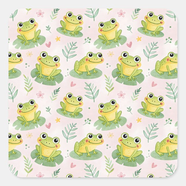 Cute frogs Pattern Square Sticker (Front)