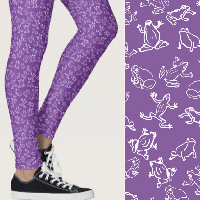 Cute Frogs Purple and White Pattern Leggings (Creator Uploaded)