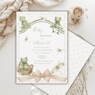 Cute Frogs Whimsical Vintage Baby Shower Invitatio Invitation