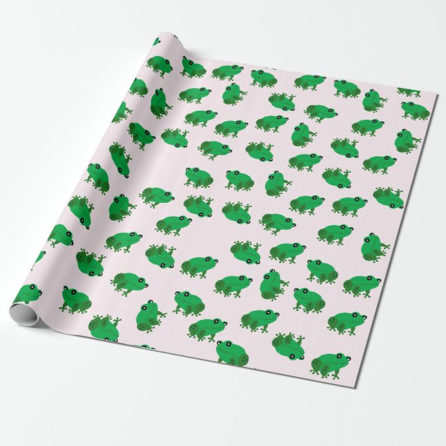 Cute Frogs Wrapping Paper (Unrolled)