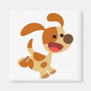 Cute Frolicking Cartoon Dog Magnet