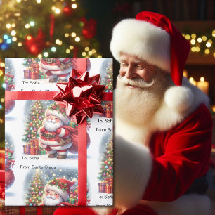 Cute From Santa Add Child's Name Christmas Roll of Wrapping Paper