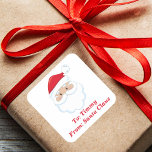 Cute From Santa Claus Customised Christmas Gift Square Sticker<br><div class="desc">Customise these cute Santa Claus gift labels with your own personalised text with your kids name in red script. Santa's red hat and white beard are the perfect holiday drawing on this festive square gift sticker for your presents.</div>
