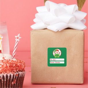 Cute From Santa Claus Green Custom Christmas  Square Sticker