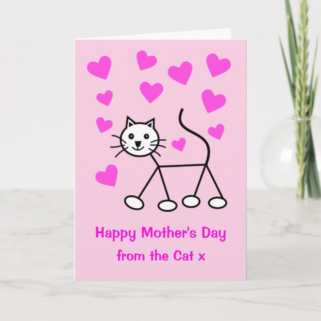 Cute From the Cat Hearts Mothers Day Card (Front)